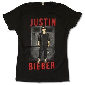 Justin Bieber Black Stereo Tee * Size L